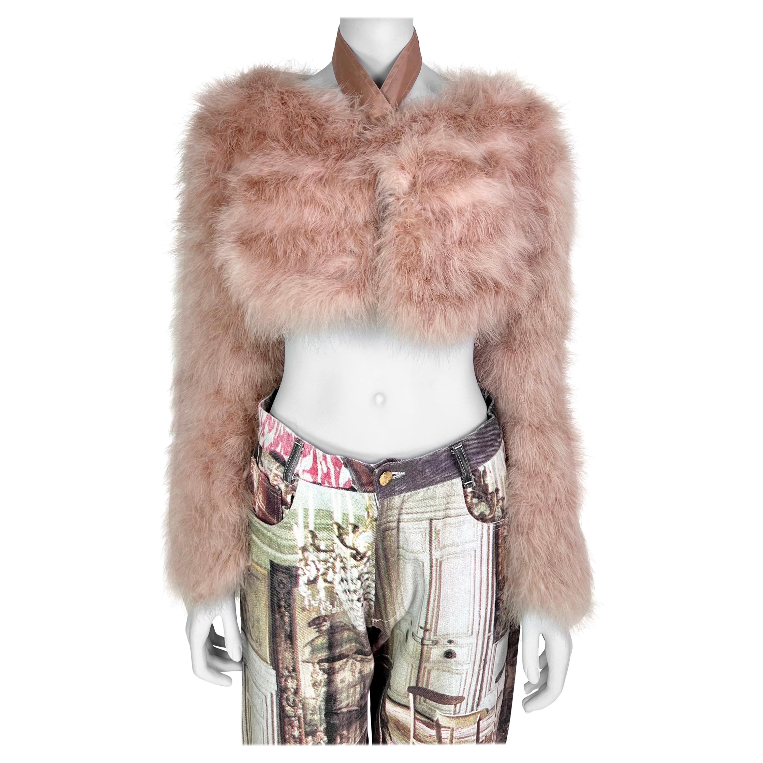 Gucci by Tom Ford Spring 2004 Blush Pink Marabout Feather Bolero Jacket