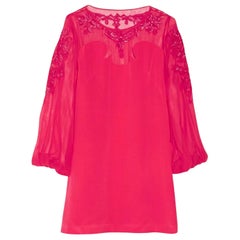 UNWORN Emilio Pucci Pink Embroidered Cady & Chiffon Silk Dress 40