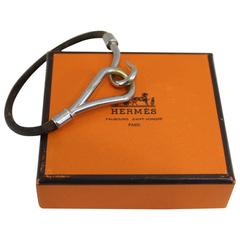 Hemes Jumbo Stainless Steel and Leather Bracelet