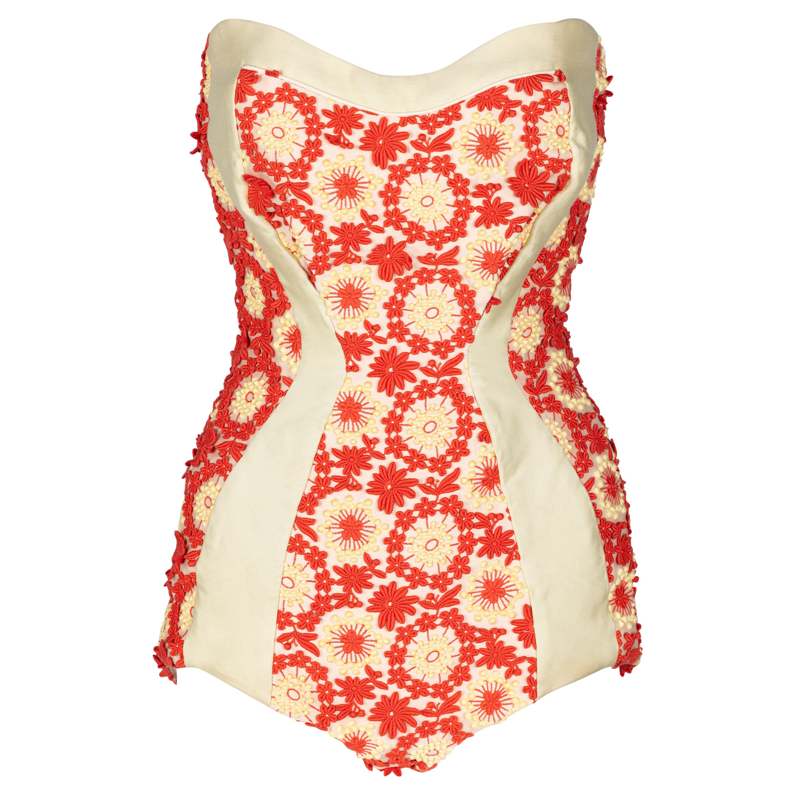 Prada Most Wanted Spring 2012 Floral Embroidered Pinup Bodysuit For Sale