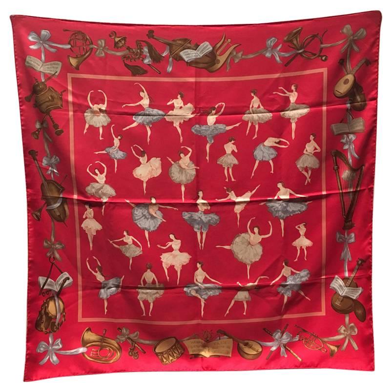 Hermes Special Edition Le Danse Silk Scarf in Red