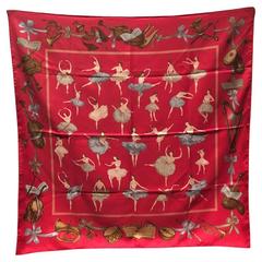 Hermes Special Edition Le Danse Silk Scarf in Red
