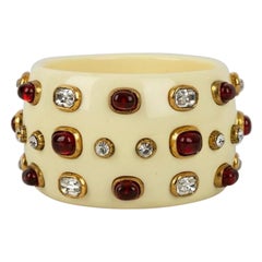 Chanel Bakelite Cuff with Rhinestones and Cabochons, 1985