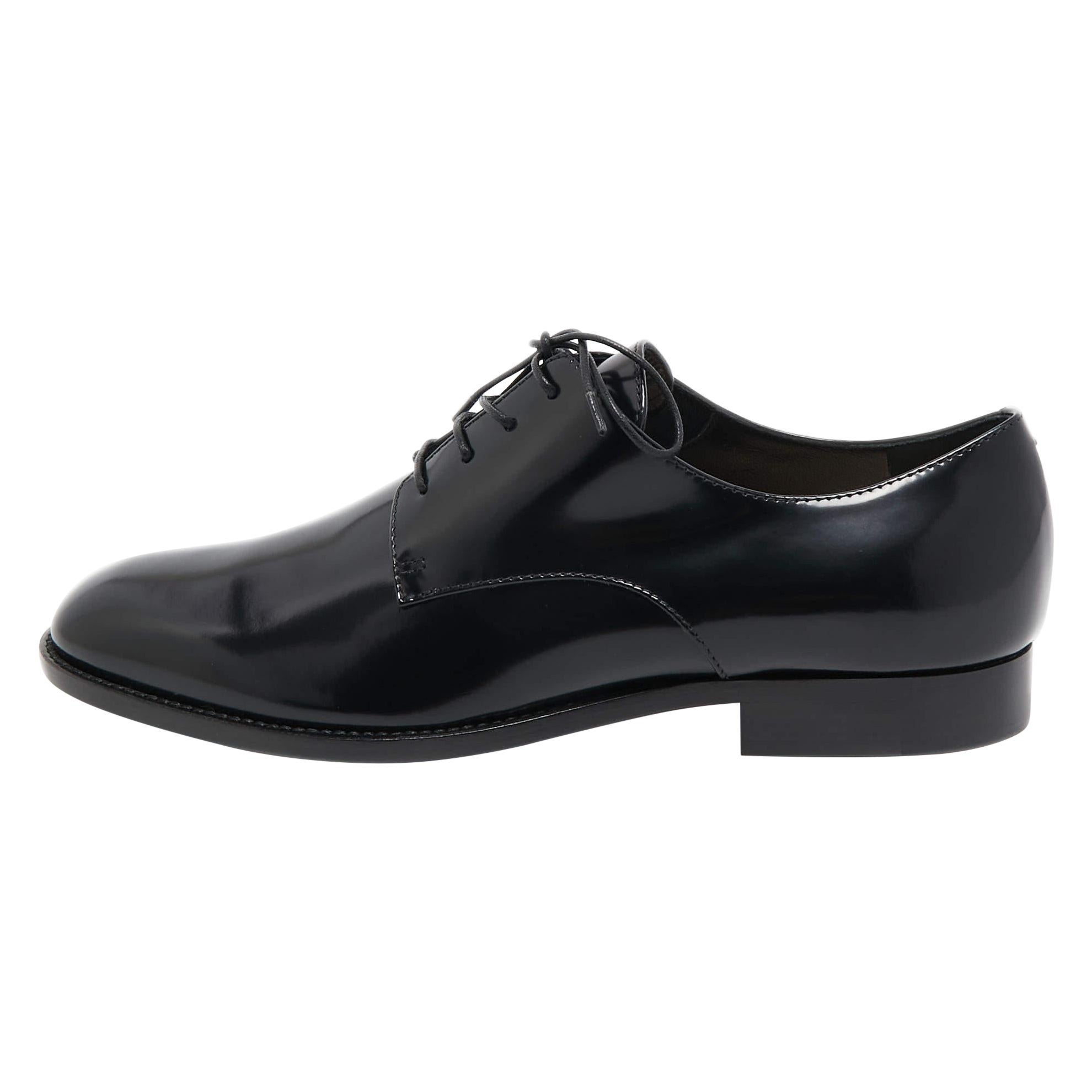 Christian Dior Black Leather Oxfords Size 37.5