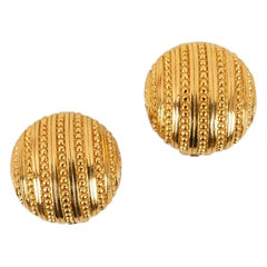 Vintage Christian Dior Earrings in Golden Metal