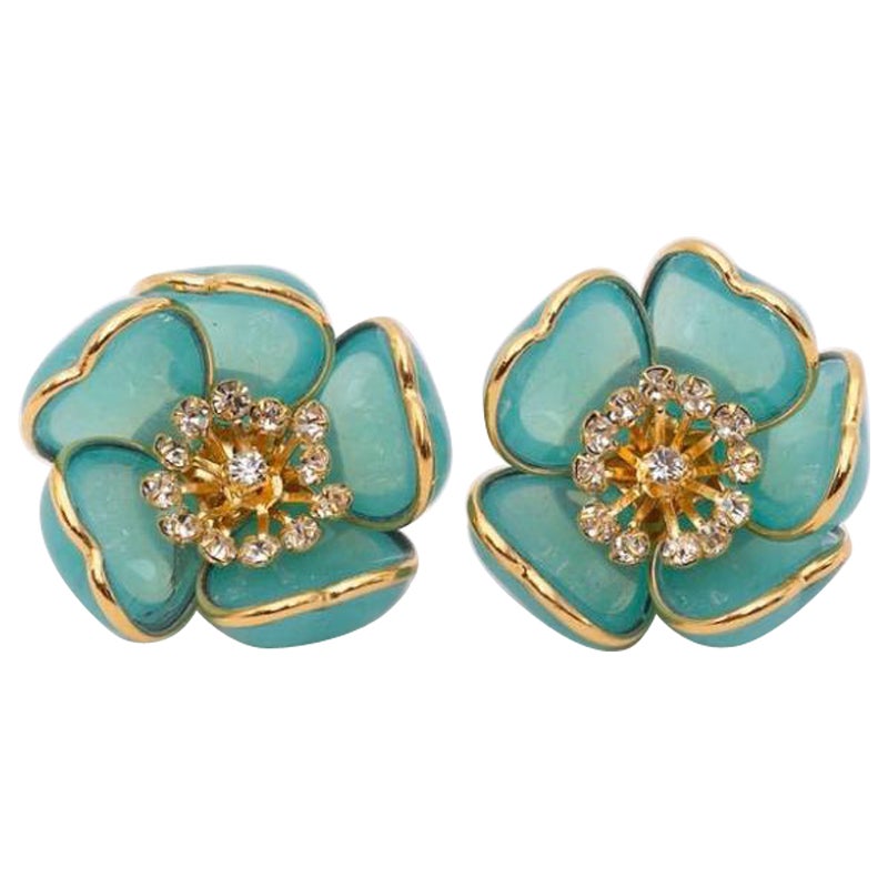 Augustine Rhinestones and Glass Paste Blue Earrings For Sale