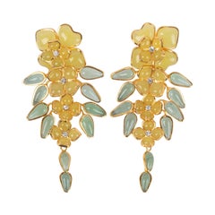 Augustine Golden Metal Earrings with Yellow Glass Paste