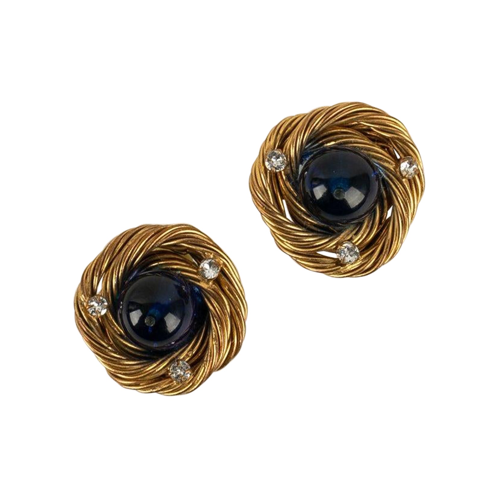 Chanel-Ohrringe aus goldenem Metall, 1980 im Angebot