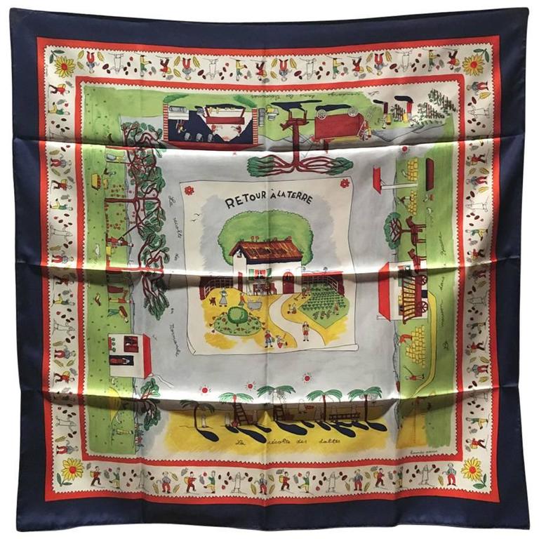 Hermes vintage Retour a la Terre Silk Scarf at 1stDibs | retour a la terre  d'hermes