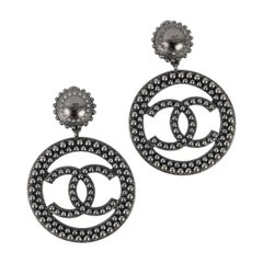 Chanel Silvery Metal Clip-on Earrings, 2017