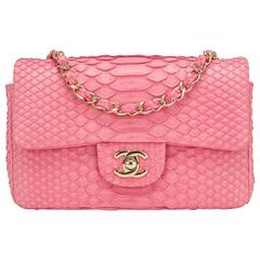 Chanel Pink Python Rectangular Mini Classic Flap Bag For Sale at