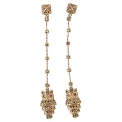 Valentino Golden Metal Earrings with Rhinestones