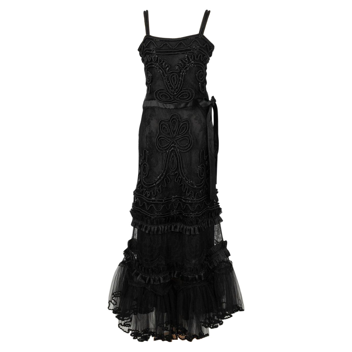 Valentino Black Lace Dress, circa 2010 For Sale