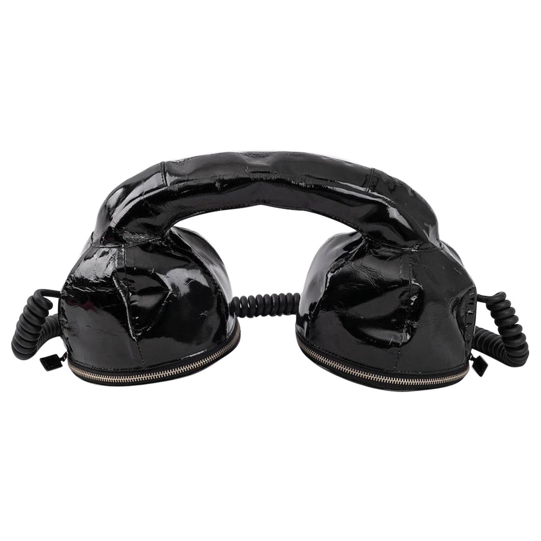 Chantal Thomass "Phone" Shoulder Bag in Black Patent Leather, 1984 For Sale