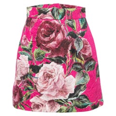 Dolce & Gabbana Pink Floral Jacquard Mini Skirt S