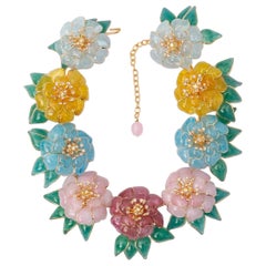 Augustine Flower-Shaped Gilded Metal Choker Necklace
