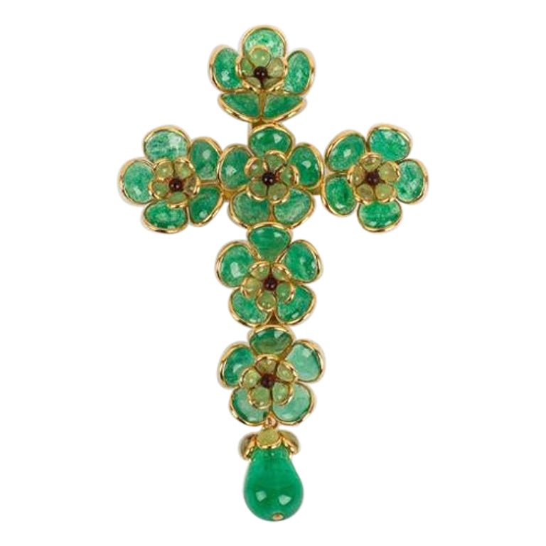 Augustine Glass Paste Cross Necklace For Sale