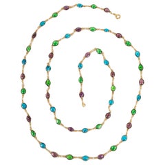 Retro Long Glass Paste Necklace