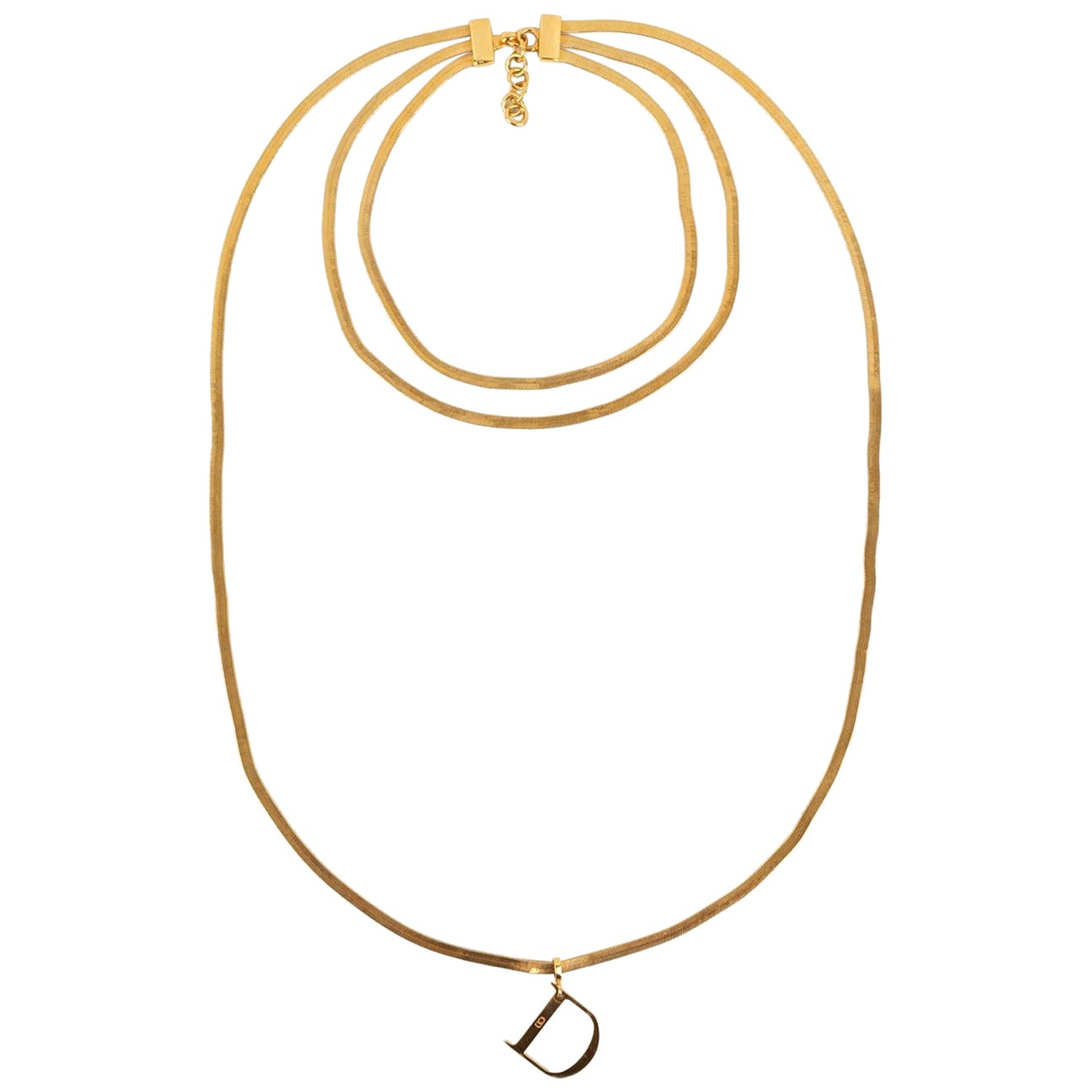 Christian Dior, collier à 3 chaînes en métal plaqué or