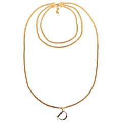 Christian Dior 3 Chain Rows Necklace in Gold-Plated Metal