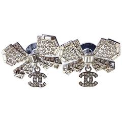 PRISTINE Chanel ✿*ﾟDAZZLING " Large Silver Baguette Crystal Earrings