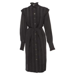 Zimmermann Black Silk Pleated Frill Midi Dress S