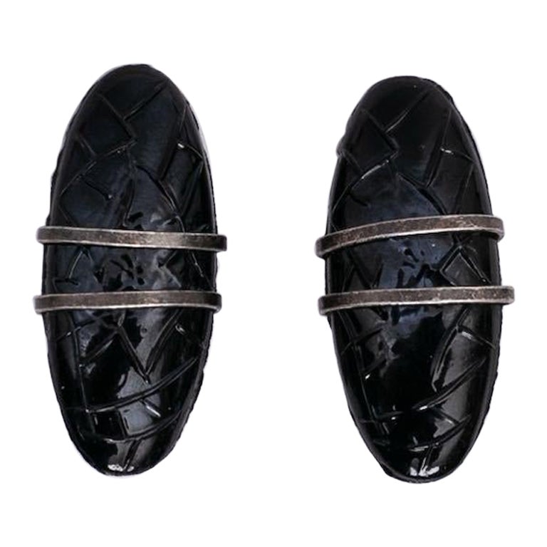 Yves Saint Laurent Blackened Metal Earrings For Sale