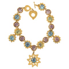 Yves Saint Laurent Short Necklace In Gold-Plated Metal and Rhinestones