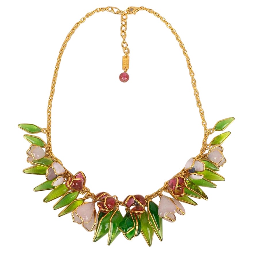 Collana Augustine in metallo placcato oro e pasta di vetro