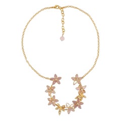 Augustine Necklace in Gold-Plated Metal and Rhinetones