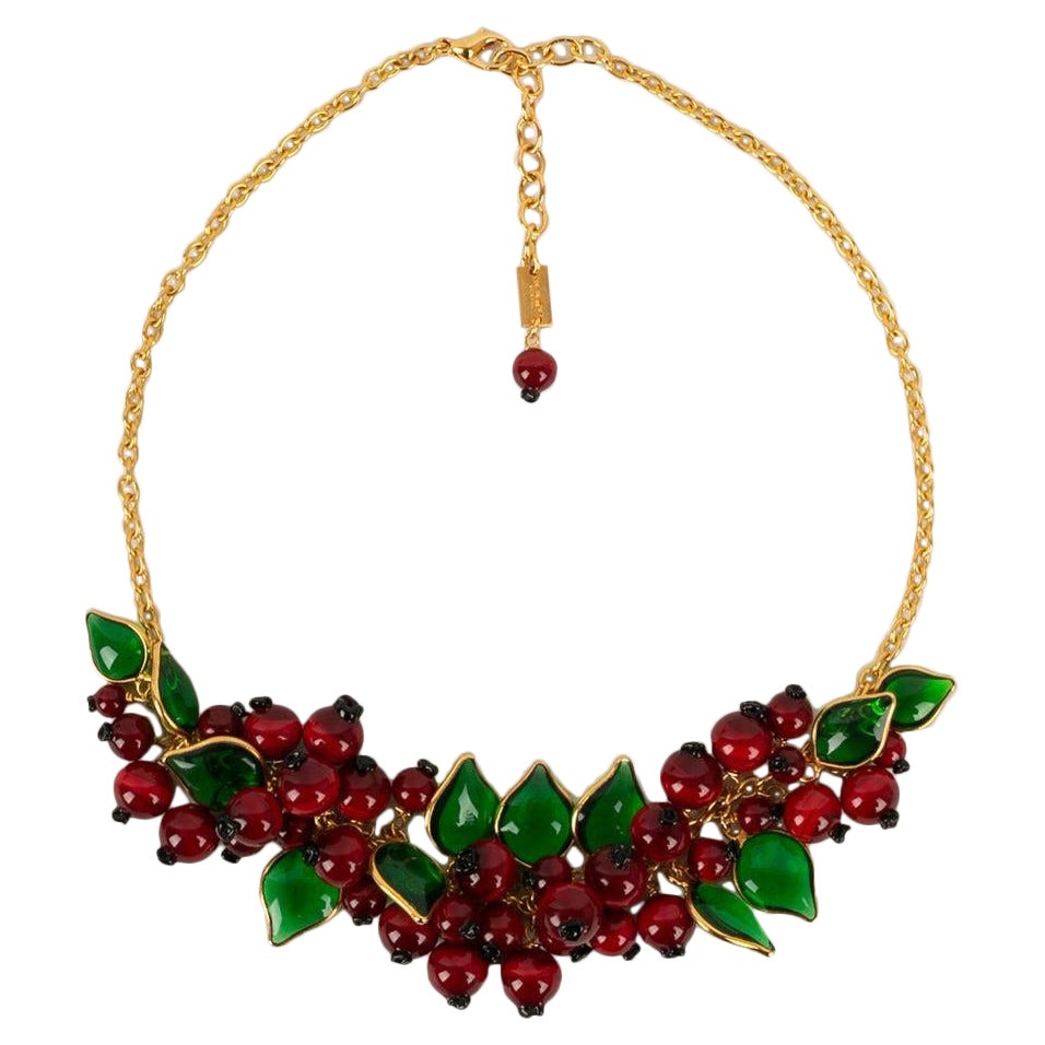 Collana Augustine in metallo placcato oro e pasta di vetro