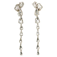 Yves Saint Laurent Long Earrings in Silvery Metal and Rhinestones