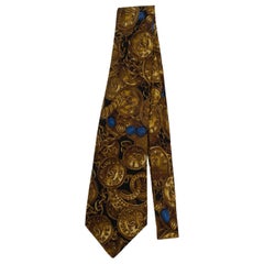 Vintage Chanel Golden Silk Printed Tie