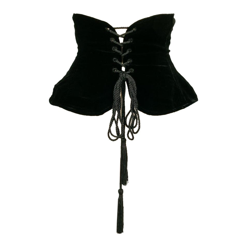 Yves Saint Laurent Black Velvet Corset Belt