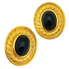 Retro matte gold modernist designer runway clip on earrings 
