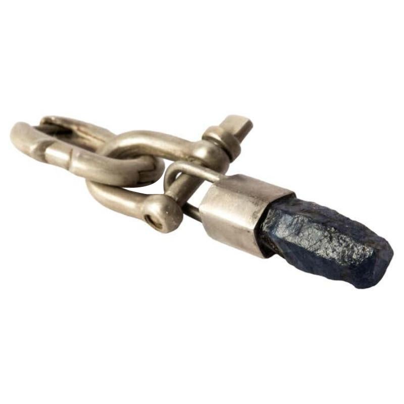 Deco Earring (Extra Small Link, Mini Talisman Charm Var., Blue Sapphire, DA+SAP) For Sale
