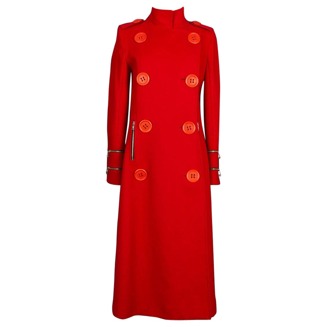 Manteau rouge en laine vierge JC de Castelbajac en vente