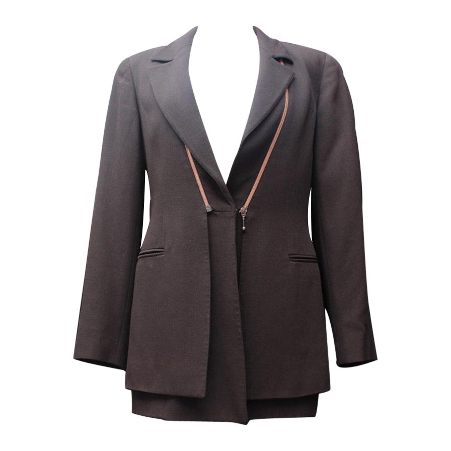 Claude Montana Double Jacket in Brown Wool Blend For Sale