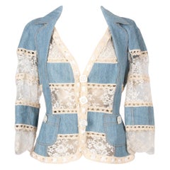 Dior Jacke aus blauem Denim und Spitze, 2005