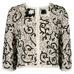 Louis Feraud Haute Couture Embroidered Jacket in Ecru Silk 