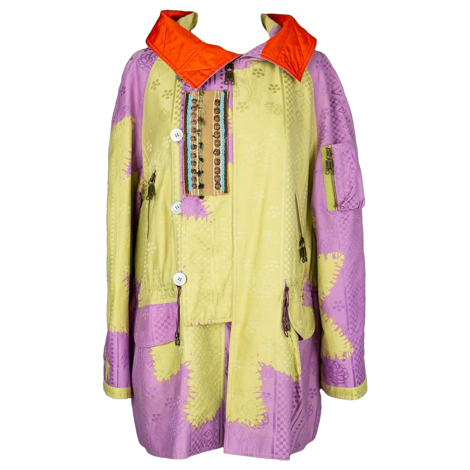 Christian Lacroix Parka Made of Green and Purple Cotton For Sale