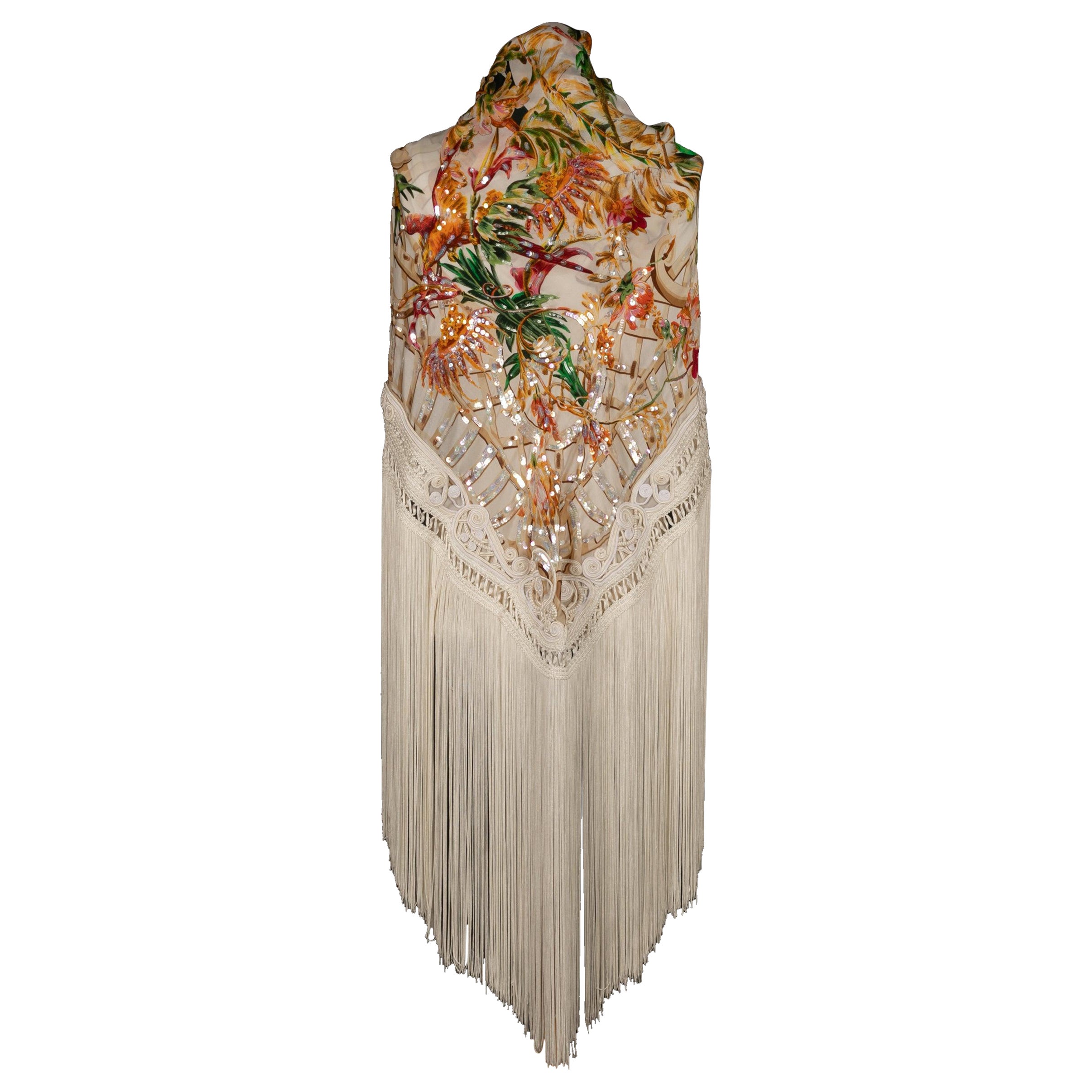 Dior - Grande étole en soie cousue de paillettes en vente