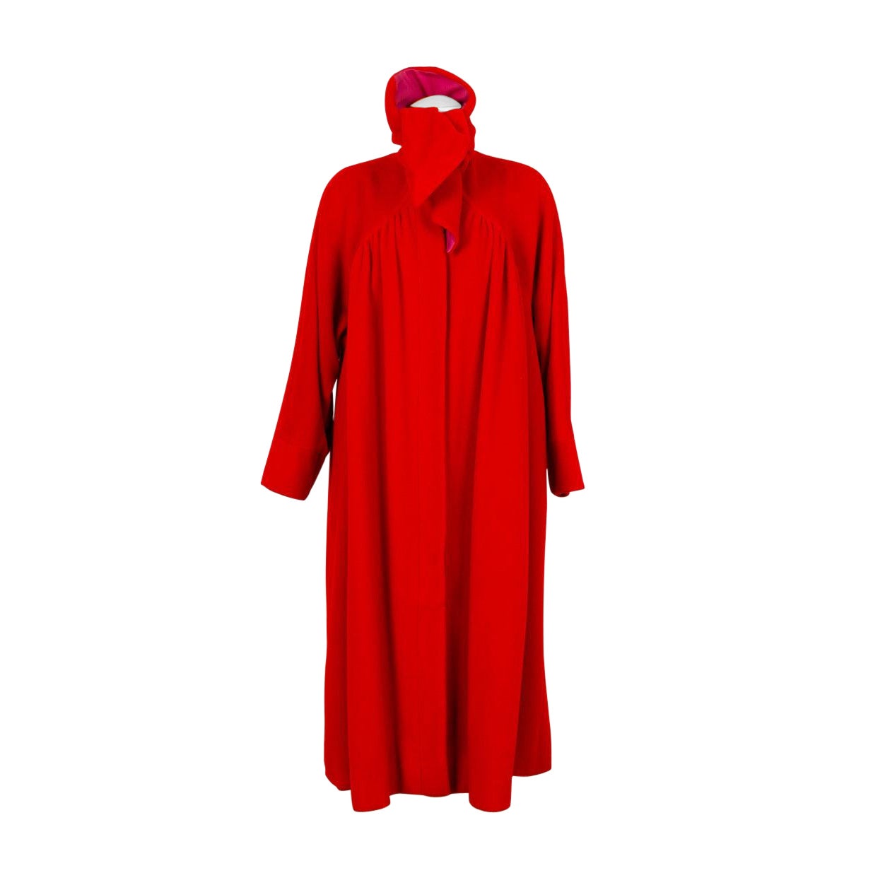 Lanvin Red Woolen Coat with Pink Jersey For Sale