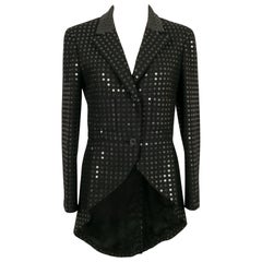 Chanel Jacket in Black Wool Sewn with Transparent Sequins, 2002