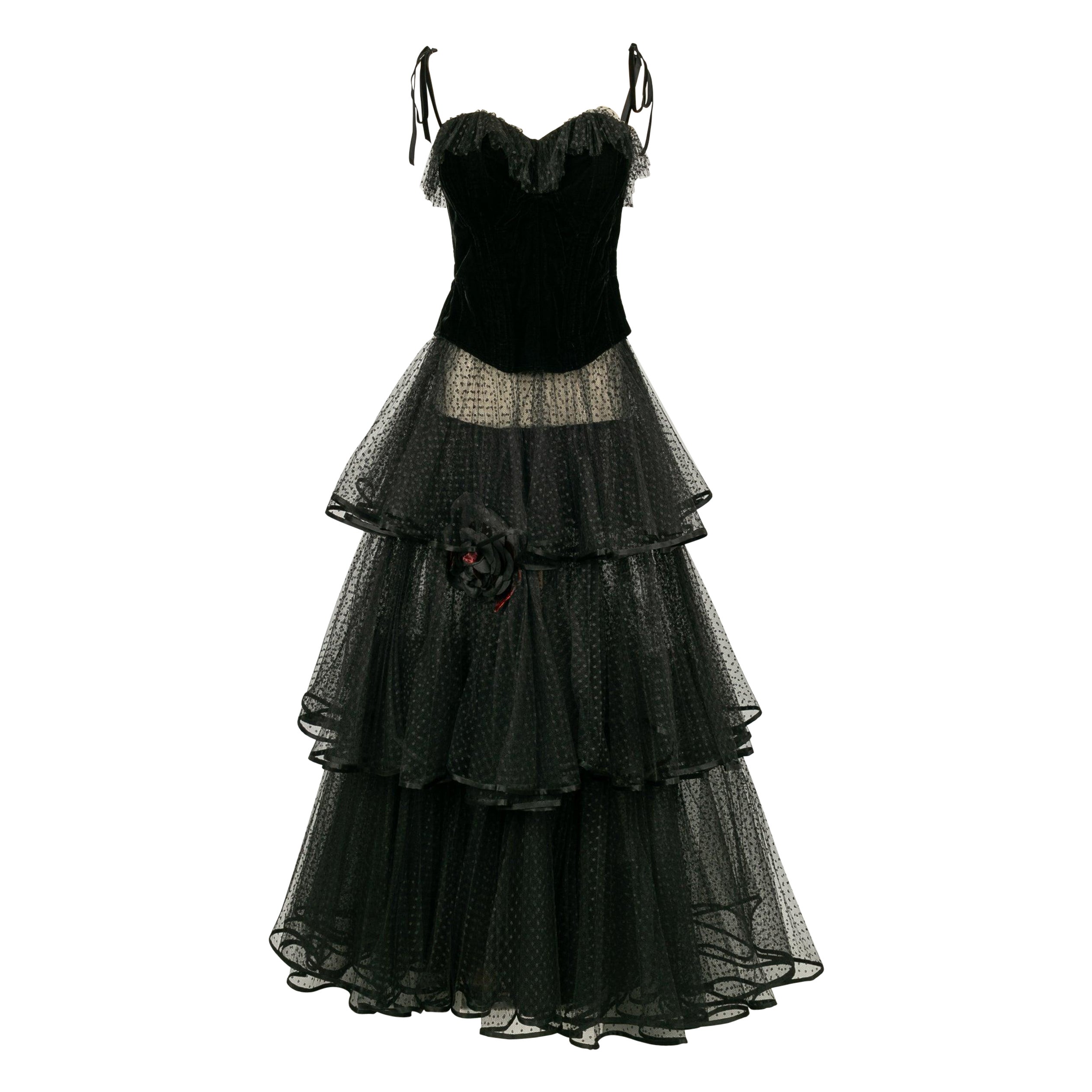Valentino Night Set Composed of Semi-Transparent Skirt, 1985s For Sale
