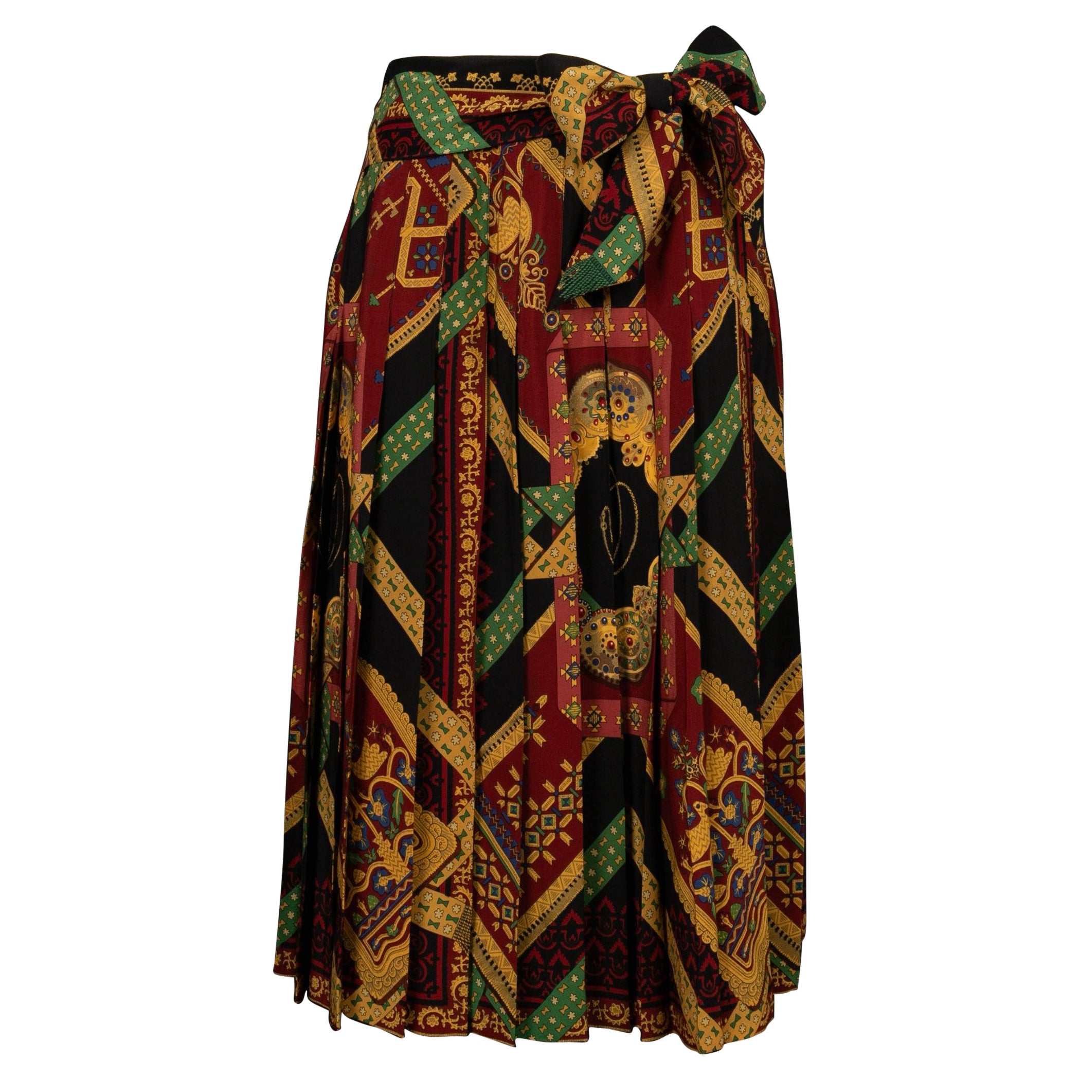 Hermès Silk Skirt Illustrated with Theme "Brin d'or", 1982  For Sale
