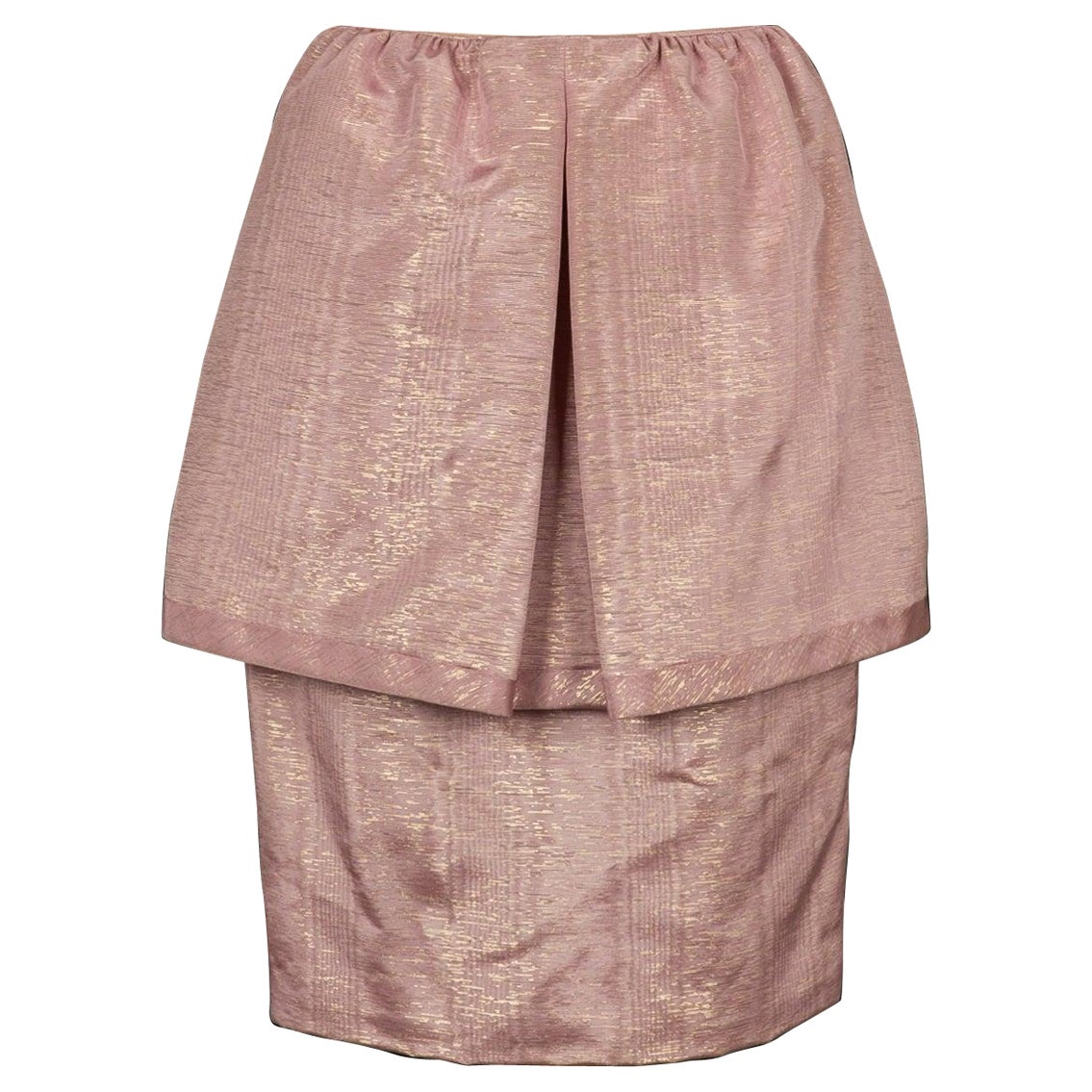 Nina Ricci Skirt in Pink Cotton Enhanced with Gold For Sale