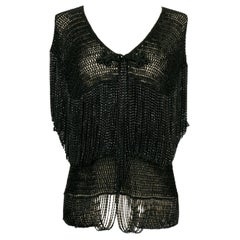 Azzaro Black Top in Mesh and Black Chains