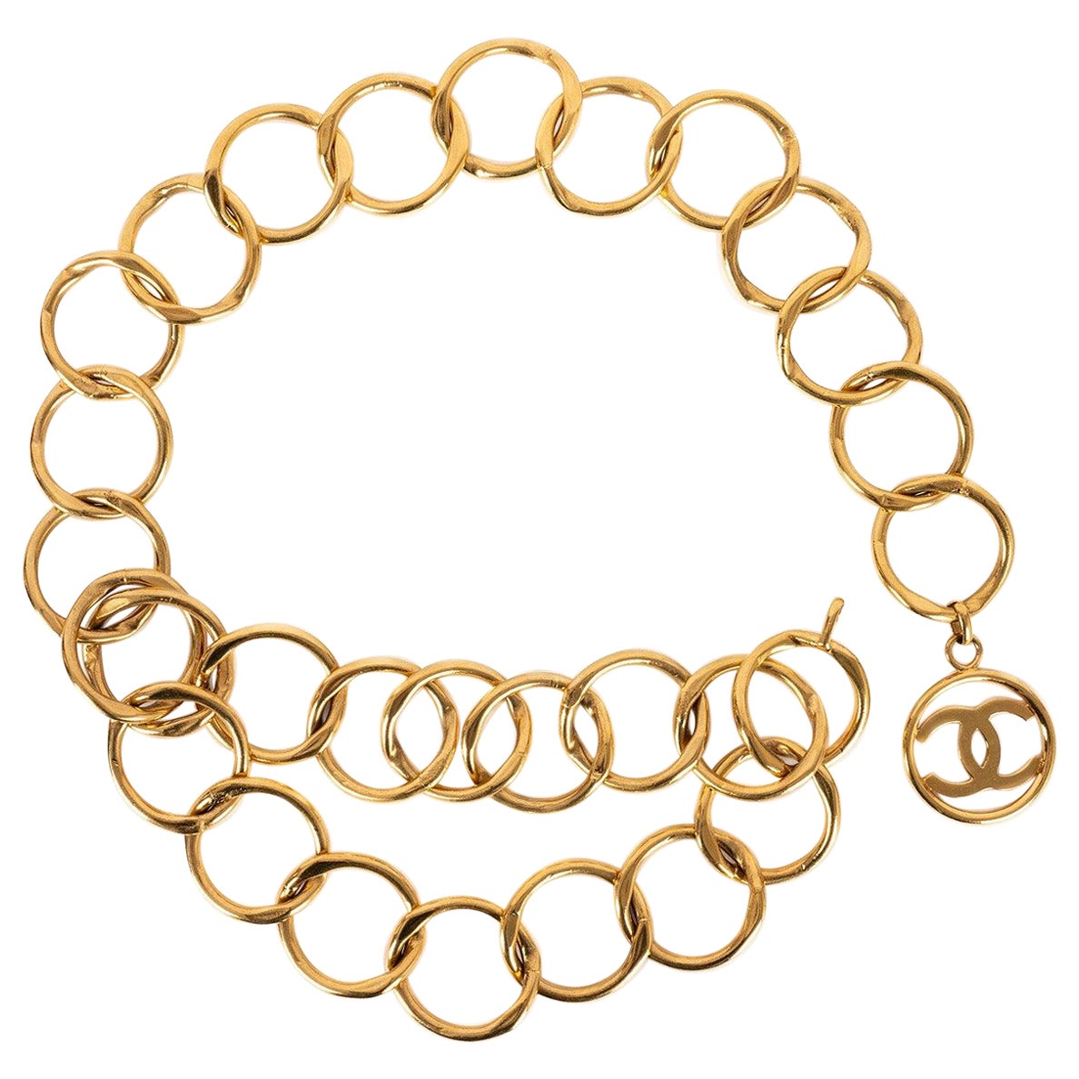 Chanel Belt Composed of Big Links in Gold-Plated Metal, 1990s For Sale