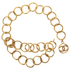 Vintage Chanel Belt Composed of Big Links in Gold-Plated Metal, 1990s